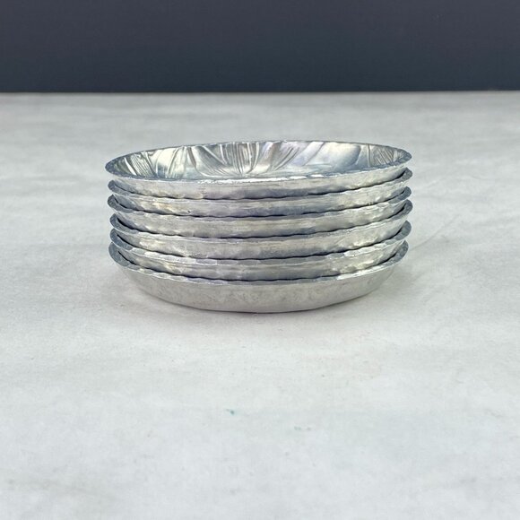 Vintage Mid Century Everlast Forged Aluminum Bamboo Pattern Coasters Set of 6 - Picture 6 of 11